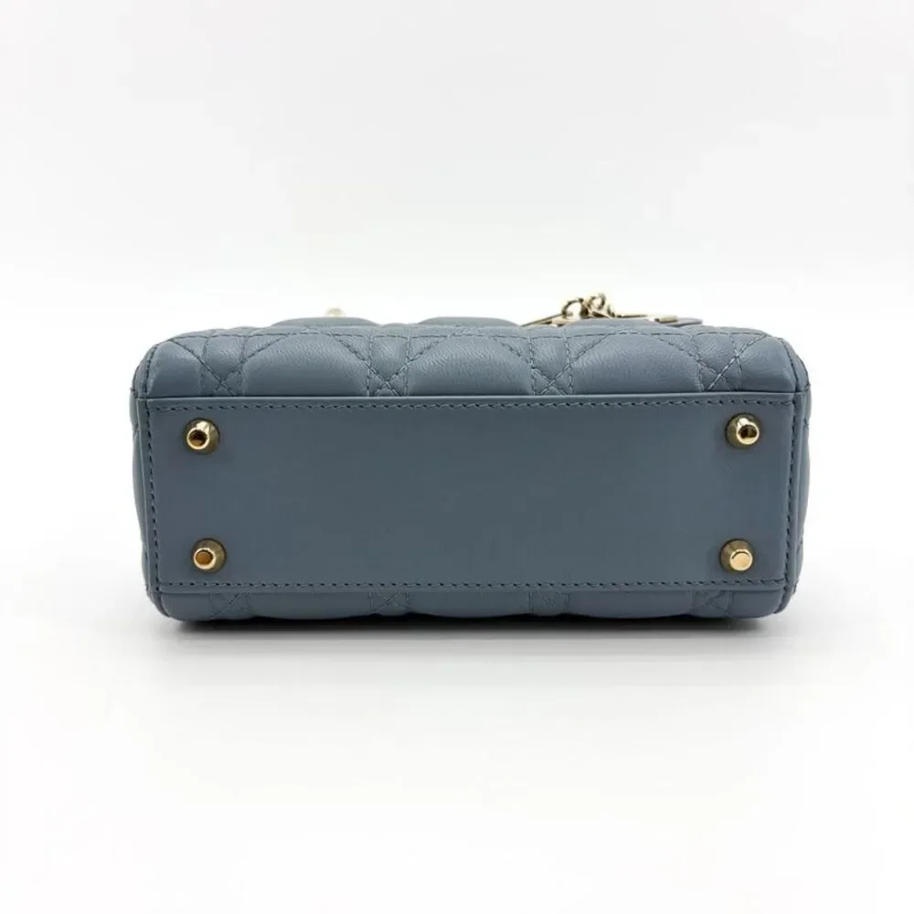Dior Mini Lady Dior Bag Cloud Blue Lambskin Gold Hardware